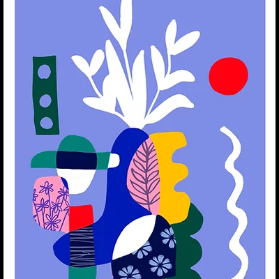 Imagem abstrata colorida com formas geométricas e orgânicas