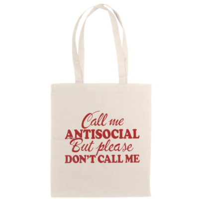 Saco de tecido branco com frase em vermelho estampada