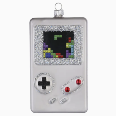 Enfeite de Natal consola videojogos portátil com brilho e ecrã colorido Tetris