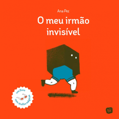 Capa de livro laranja com figura de corpo e caixa preta na cabeça e texto