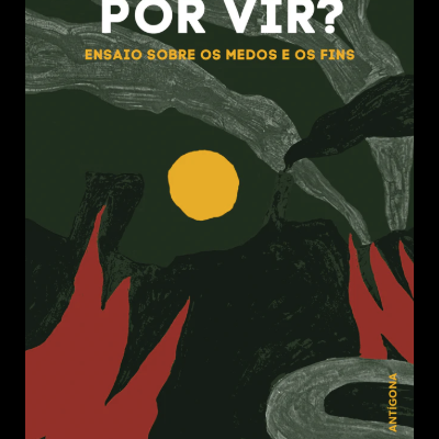 Capa de livro 'HÁ MUNDO POR VIR?' com formas abstratas e texto em branco e amarelo