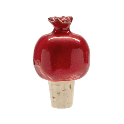 Tampa de cortiça com cerâmica vermelha em forma de romã