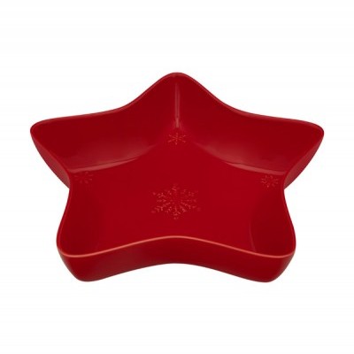 Prato decorativo de cerâmica vermelho em forma de estrela