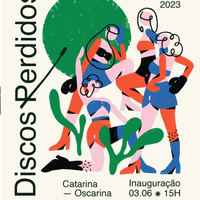 Cartaz artístico para exposição de arte com texto e figuras humanas estilizadas coloridas.