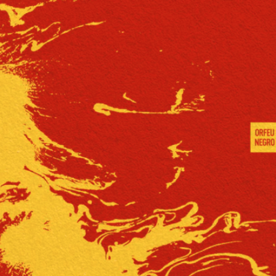 Capa de livro com fundo vermelho e detalhes amarelos e texto TUDO DO AMOR, bell hooks, ORFEU NEGRO.