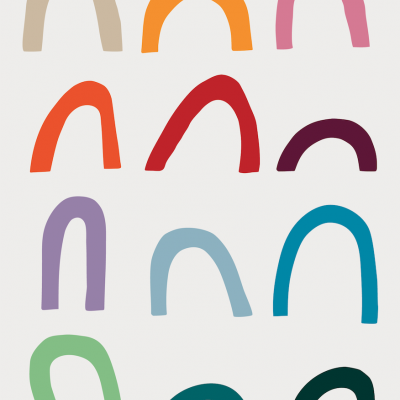 Doze arcos coloridos simples em fundo branco