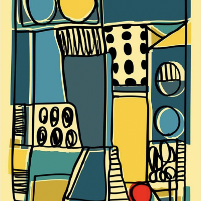 Imagem abstrata colorida com formas geométricas e padrões variados