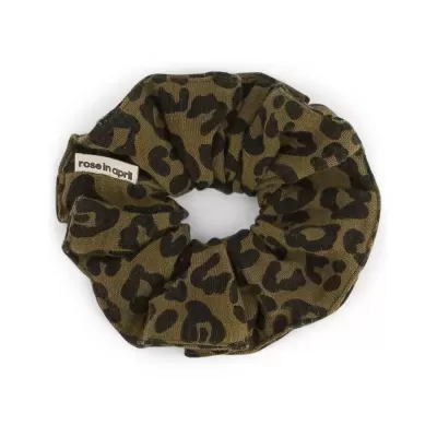 Elástico de cabelo animal print castanho e preto com etiqueta rose in april
