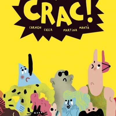 Poster colorido com palavra CRAC! e vários personagens ilustrados