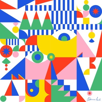 Imagem abstrata com formas geométricas coloridas