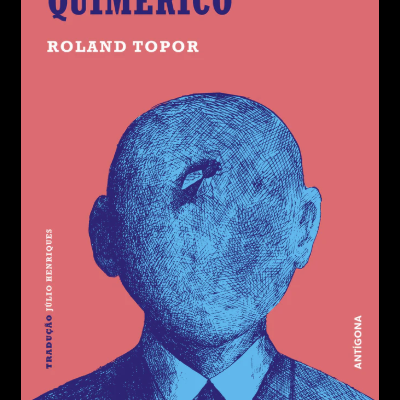 Capa de livro O INQUILINO QUIMÉRICO de Roland Topor com ilustração de figura humana azul sem rosto sobre fundo cor de rosa