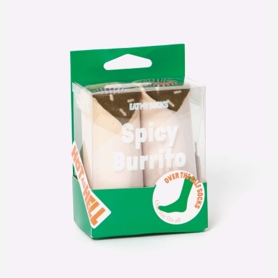 Embalagem verde com meias EAT MY SOCKS Spicy Burrito