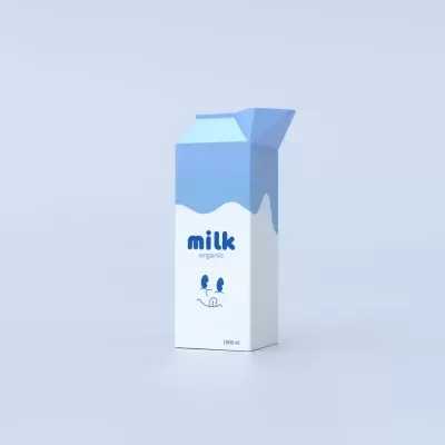Caixa de leite orgânico branca e azul