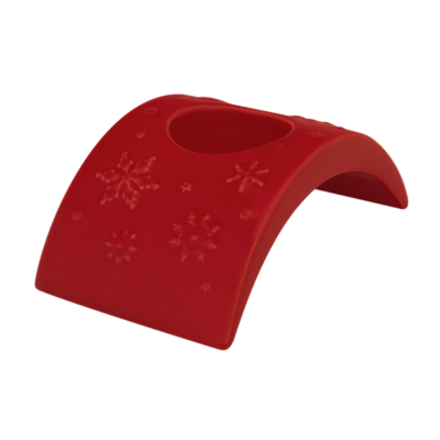 Suporte arqueado vermelho com textura de flocos de neve