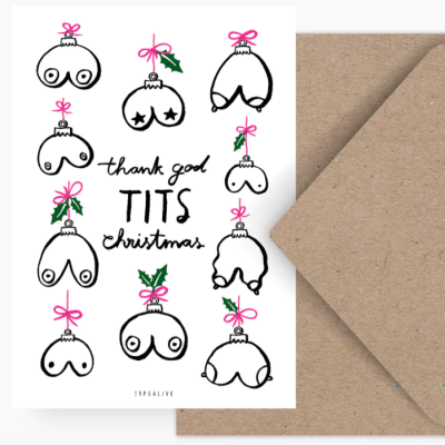 Cartão de Natal com ilustrações de mamilos e texto 