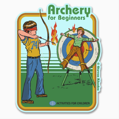 Capa de livro infantil com ilustração de tiro com arco e flecha