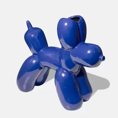 Figura decorativa em forma de cão balão azul brilhante
