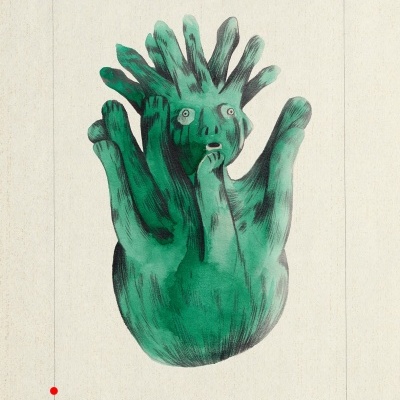 Ilustração científica de Medusen II com figura verde de corpo com múltiplos braços e texto em alemão abaixo