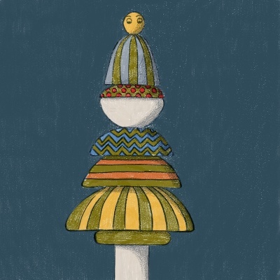 Figura artística colorida com várias camadas e padrões