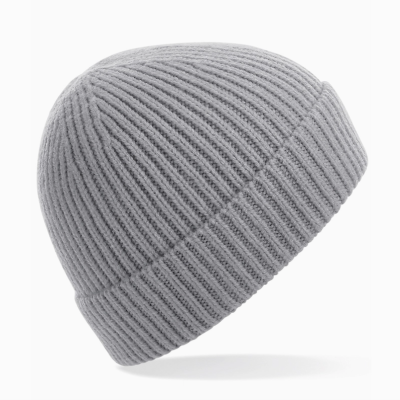 Gorro de malha cinzento com dobra na base