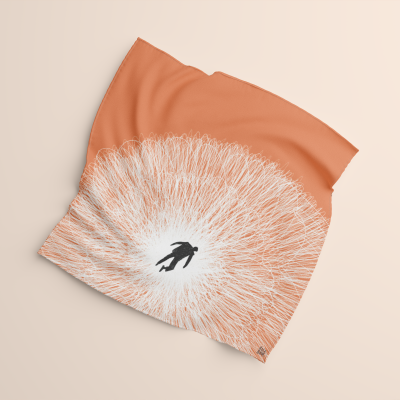 Lenço quadrado com padrão circular e figura humana