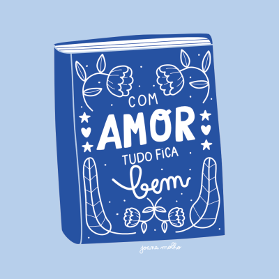 Livro azul com texto 