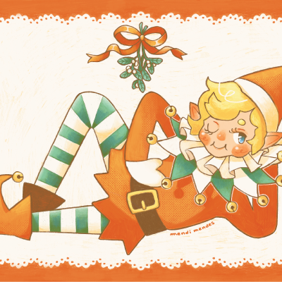 Ilustração de elfo colorido de Natal