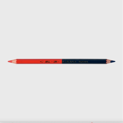 Lápis de cor duplo vermelho e azul com texto Talens e Non-Toxic