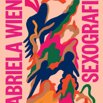 Capa de livro colorida com arte abstrata e texto em rosa e vermelho