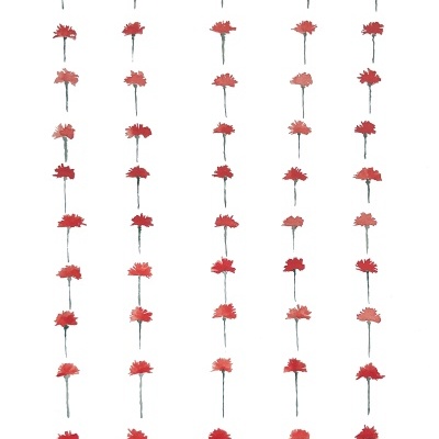 Desenho de flores vermelhas alinhadas em colunas contra fundo branco