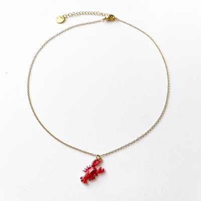 Colar com pendente em forma de lagosta vermelha