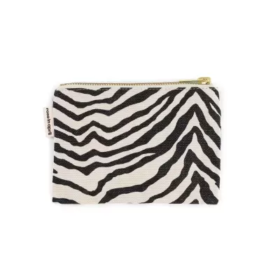 Carteira pequena zebra preta e branca com fecho dourado