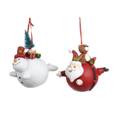 Decorações natalícias de boneco de neve e Pai Natal em forma redonda