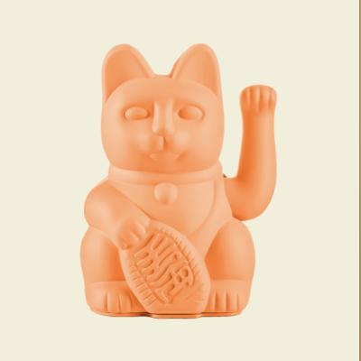 Figura decorativa de gato da sorte terracota com pata levantada