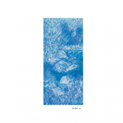 Desenho abstrato em tons de azul com assinatura DILMA 21