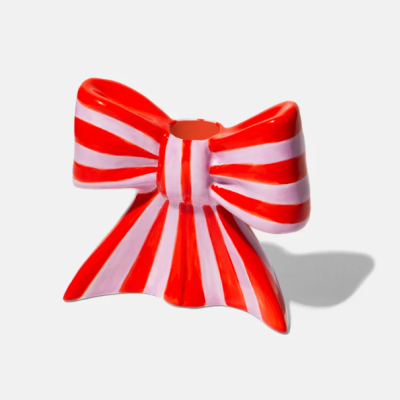 Laço decorativo em cerâmica vermelho e branco