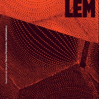 Capa do livro Solaris de Stanislaw Lem com padrão pontilhado em laranja e preto
