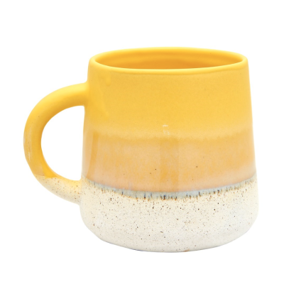 Caneca de cerâmica amarelo degradê branco