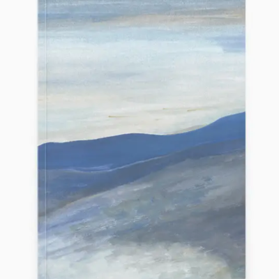 caderno com capa de pintura abstrata azul e cinzenta