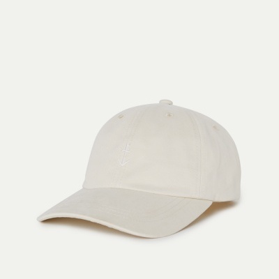 Boné creme com aba curva e logótipo de âncora bordado