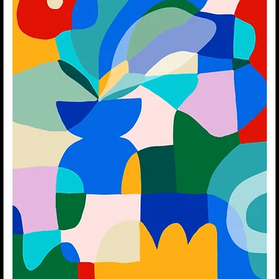 Imagem abstrata colorida com formas geométricas variadas