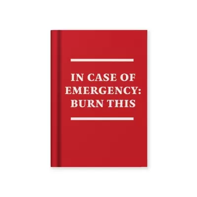 Livro capa dura vermelho com texto branco