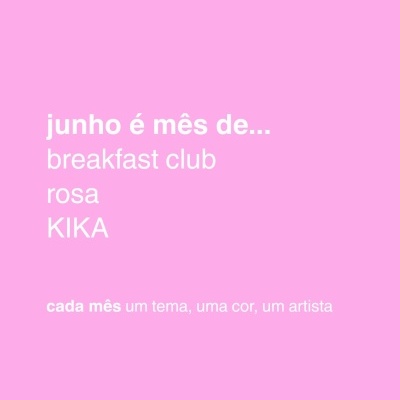 Fundo rosa claro com texto branco a anunciar temas mensais.