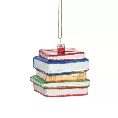 Decoração de Natal em forma de pilha de livros coloridos brilhantes