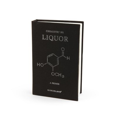 Livro preto com texto e fórmula química branca na capa