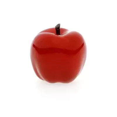 Maçã vermelha brilhante com caule castanho escuro