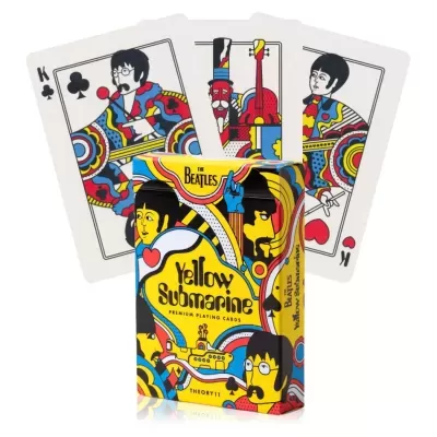 Baralho de cartas Yellow Submarine dos Beatles com design colorido e ilustrado.
