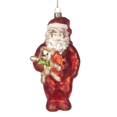 Enfeite Natal Pai Natal com ursinho de peluche