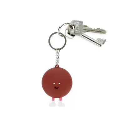 Porta-chaves com chaveiro divertido castanho e três chaves prateadas