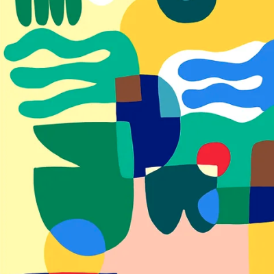 Imagem abstrata colorida com formas e linhas onduladas